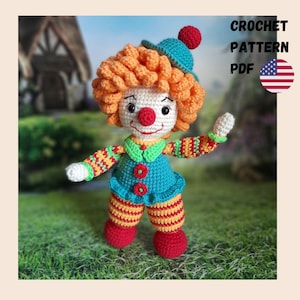 Clown Crochet Doll Pattern Amigurumi Clown Pattern PDF English Tutorial