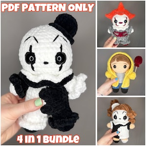 4 in 1 Mini Crochet Halloween/Horror Bundle-Digital Pattern (NOT a physical item) Written in English (US) terminology *Read description!!*
